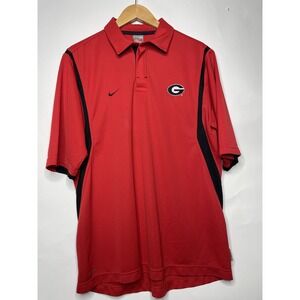 Nike Dri Fit Georgia Bulldogs Polo Shirt Size Medium NCAA‎ Red Football